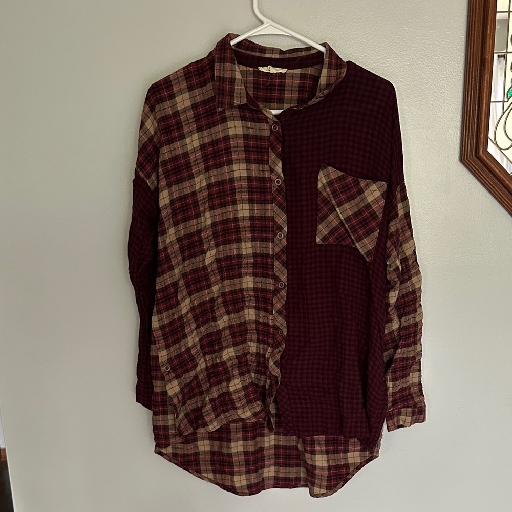 Unique Burgundy Plaid Shirt